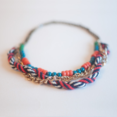 Mixed texture colorful three-strand necklace nl0619 - Thumbnail 4