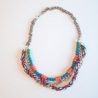 Mixed Texture Colorful Three-Strand Necklace NL0619 - Thumbnail 1