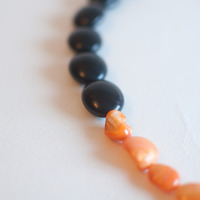 Orange & Black Seashell Beaded Chunky Necklace NL0703 - Thumbnail 3