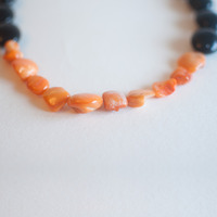 Orange & Black Seashell Beaded Chunky Necklace NL0703 - Thumbnail 4