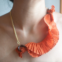 Orange Veil Wedding Statement Necklace NL0720 - Thumbnail 1