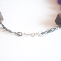 Purple Blue Geometric Hexagon Beads Chunky Necklace NL0662 - Thumbnail 4