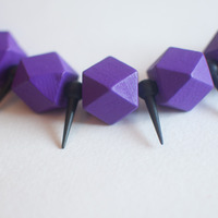 Purple Silver Metal Chunky Statement Necklace, NL0664 - Thumbnail 3