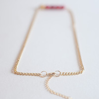 Resin Pink Red Yellow Small Beaded Pendant Necklace NL0736 - Thumbnail 1