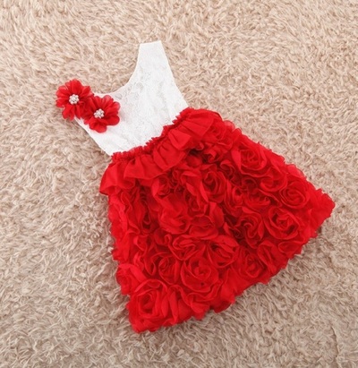  Red Rosette Dress