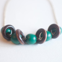 Round Wooden Disc Beads Necklace NL0686 - Thumbnail 2