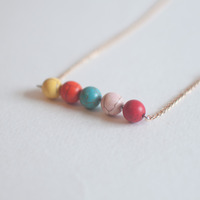Colorful Natural Stone Beads Necklace NL0726 - Thumbnail 4
