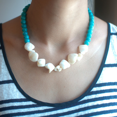 Shell necklace painted glass collar necklace nl0656 - Thumbnail 3