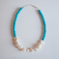 Shell Necklace Painted Glass Collar Necklace NL0656 - Thumbnail 3