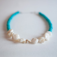 Shell Necklace Painted Glass Collar Necklace NL0656 - Thumbnail 1