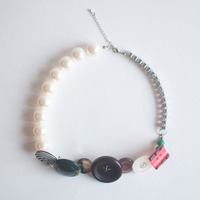 Vintage Button Coins Bucket Mixed Statement Necklace, NL0739 - Thumbnail 2