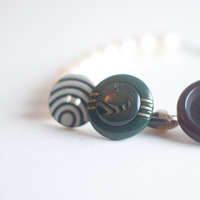 Vintage Button Coins Bucket Mixed Statement Necklace, NL0739 - Thumbnail 3