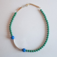 Wooden Beads Plastic Acrylic Beaded Statement Necklace, NL0654 - Thumbnail 2