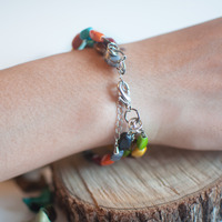 Multi Strand Glass Beaded Bracelet, BL0655 - Thumbnail 1