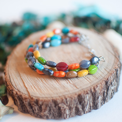 Multi strand glass beaded bracelet, bl0655