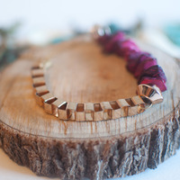 Purple Pink Wood Bracelet BL0708 - Thumbnail 3