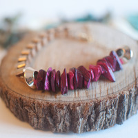 Purple Pink Wood Bracelet BL0708 - Thumbnail 4