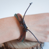 Rainbow Leather Bracelet, BL0679 - Thumbnail 4