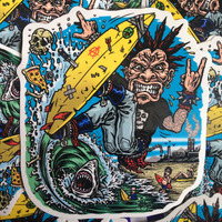 Jimbo Phillips SURF PUNK full color shaped vinyl sticker - Thumbnail 1