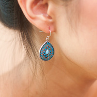 Blue Framed Teardrop Earrings ER0436 - Thumbnail 1
