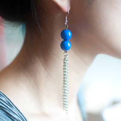 Blue silver linear earrings er0631 - Thumbnail 5