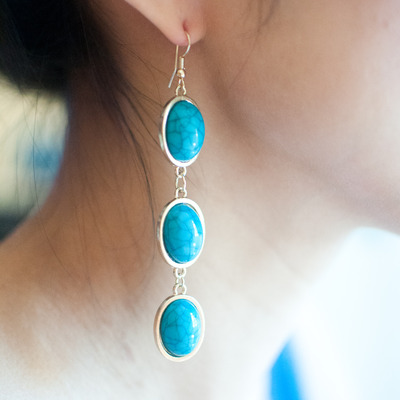 Blue stone drop earrings er0418 - Thumbnail 3