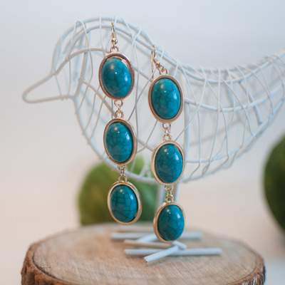 Blue stone drop earrings er0418