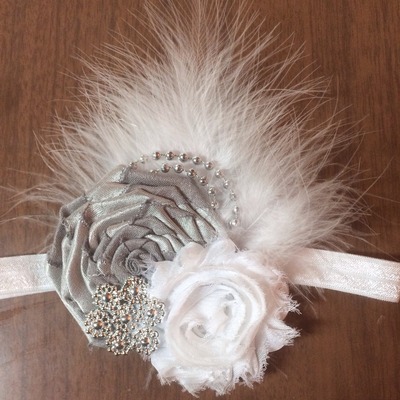 Grey and white vintage headband