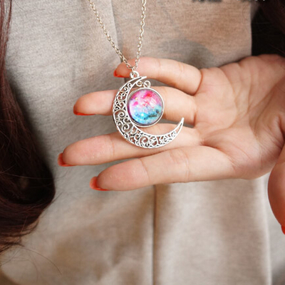 Harajuku galaxy moon necklace