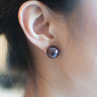 Copper brown pearl stud earrings er0562