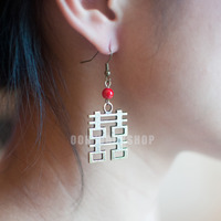 Double Happiness Drop Earrings, ER0476 - Thumbnail 2