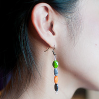 Multi Colors Glass Beaded Drop Earrings, ER0657 - Thumbnail 4
