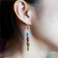 Multi Colors Glass Beaded Drop Earrings, ER0657 - Thumbnail 3