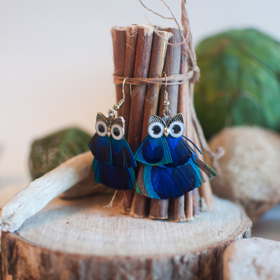 Owl drop earrings, er0552 - Thumbnail 3