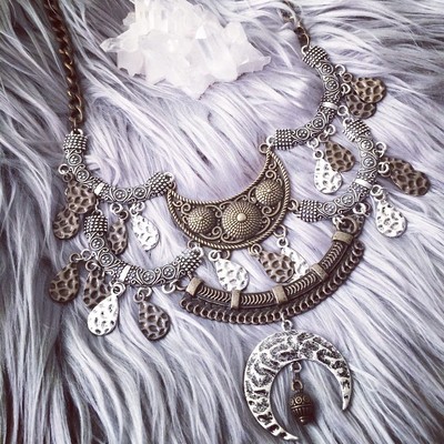 Moon madness collar in silver/brass
