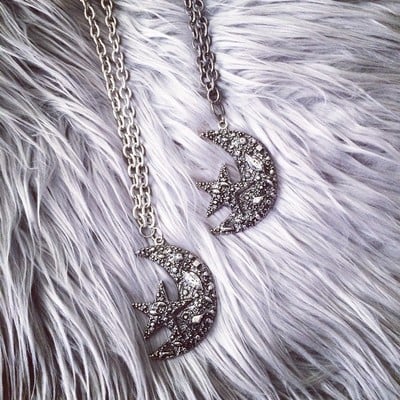 Moon rock necklace in silver