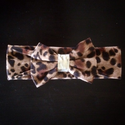 Leopard and Gold Bow Headwrap
