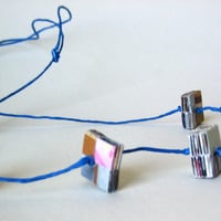 Necklace on Cobalt Blue Cord - Eco Chic - Thumbnail 1