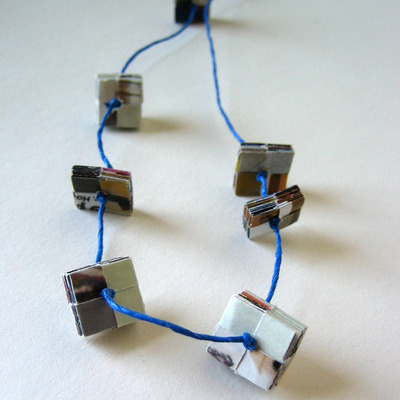 Necklace on cobalt blue cord - eco chic