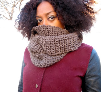 Taupe Double Wrap Cowl Scarf