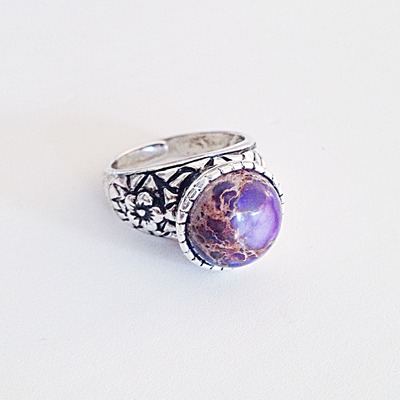 Purple jasper antique flower ring
