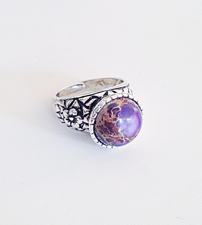 Purple Jasper Antique Flower Ring