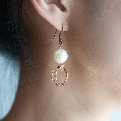 Shiny glass pearl wedding earrings, er0698