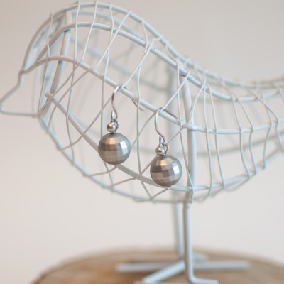 Silvery ball earrings, er0469 - Thumbnail 4