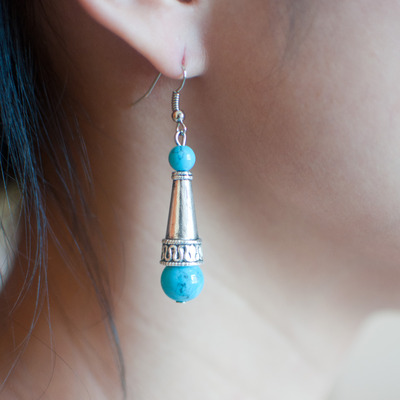 Sterling Silver Turquoise Beaded and Gemstone Earrings, ER0472