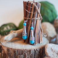 Sterling Silver Turquoise Beaded and Gemstone Earrings, ER0472 - Thumbnail 1