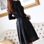 Fashion Cotton Blends Pleated Knee-Length Plain Womens Dresses 023-141218024-1