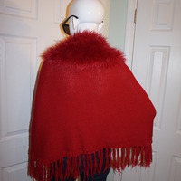 Vintage Mephistos Red Faux Fur Throw Sweater Size M-L - Thumbnail 3