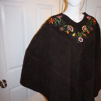 Vintage Brown Suede Heavy Brown Cape Size L-2x - Thumbnail 1