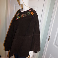 Vintage Brown Suede Heavy Brown Cape Size L-2x - Thumbnail 2